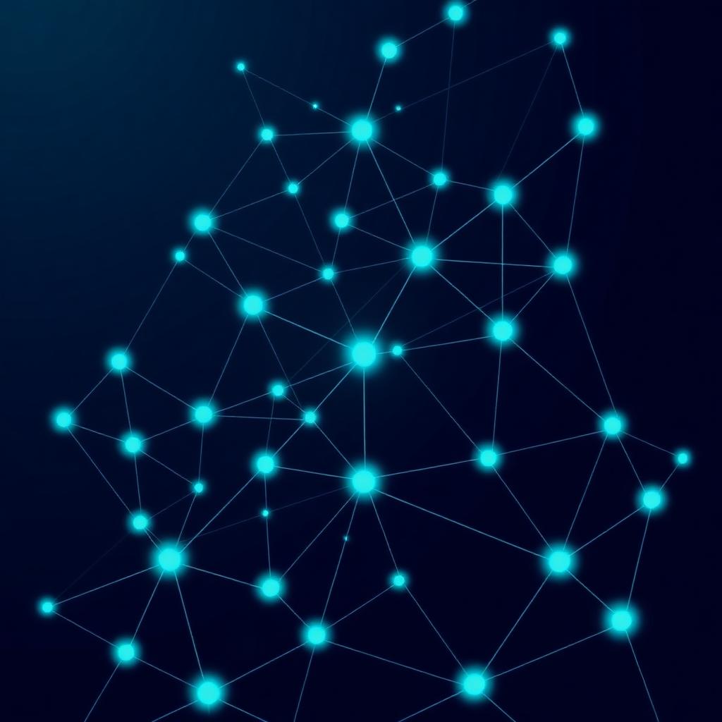 Abstract network of connected nodes representing a growing portfolio
